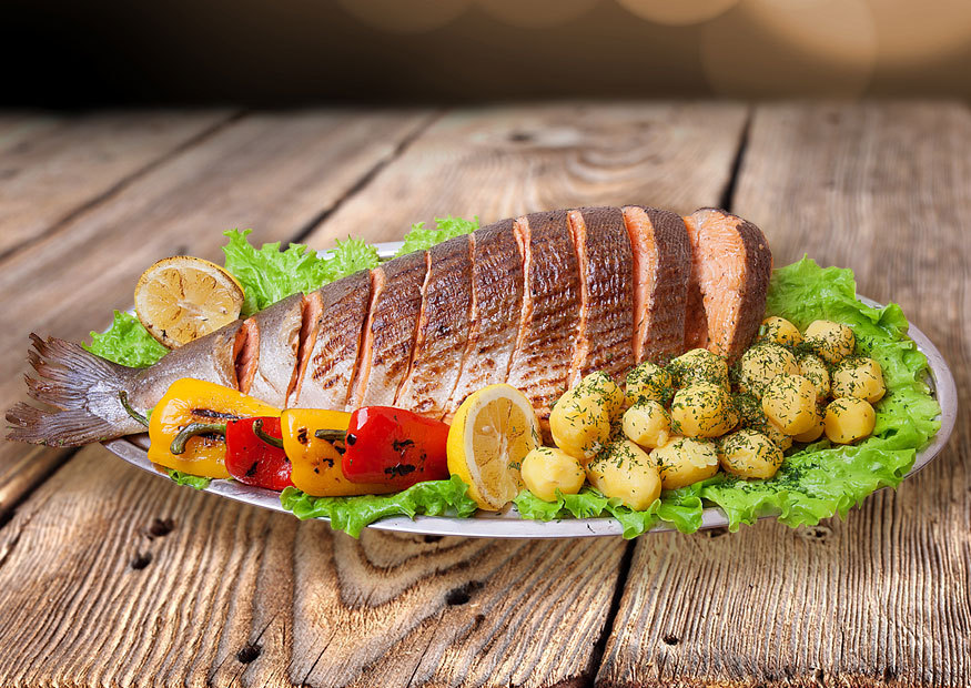 Royal trout with vegetables and herbs