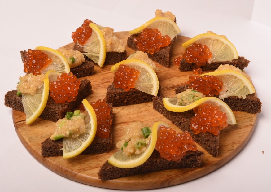 Konape with red and pike caviar
